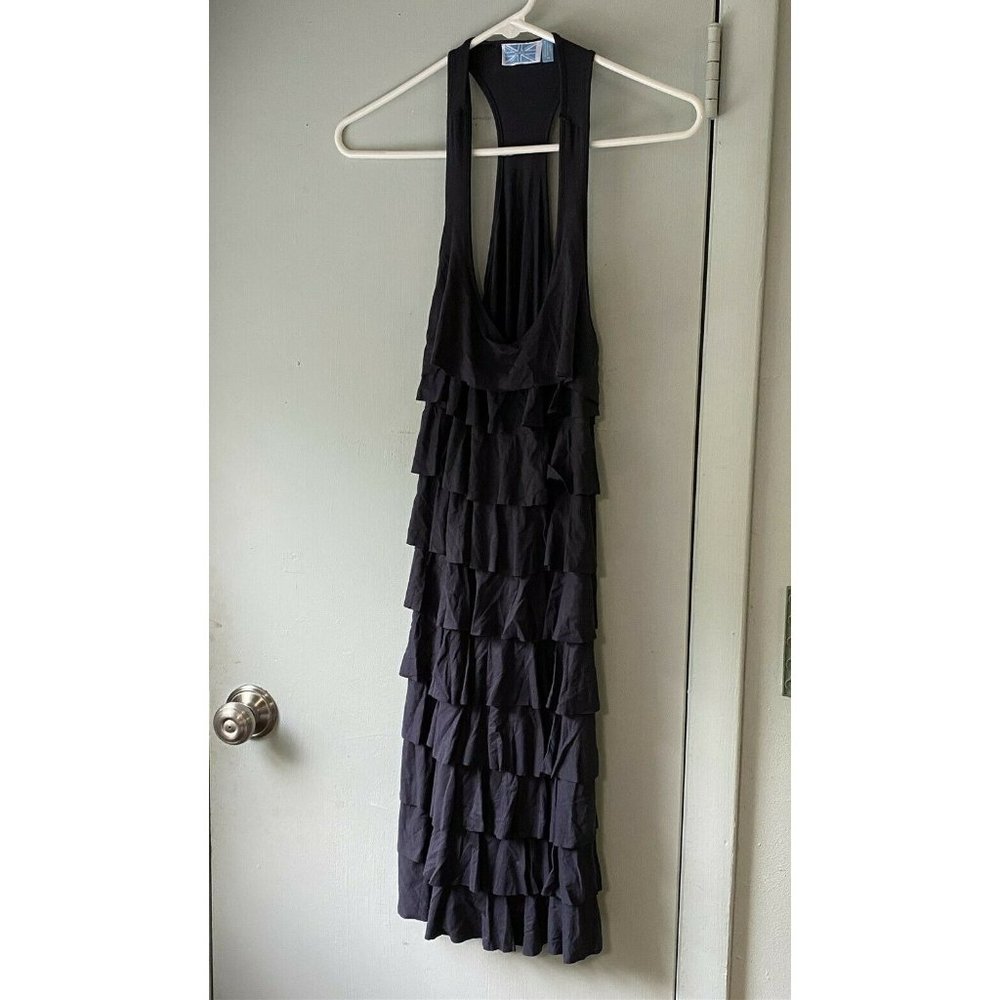 Survival Ruffle Mini Dress Tunic Racerback Medium Blue